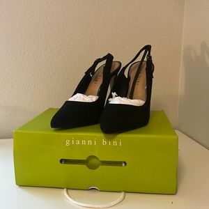 Gianni Bini Black Suede Slingback Heels